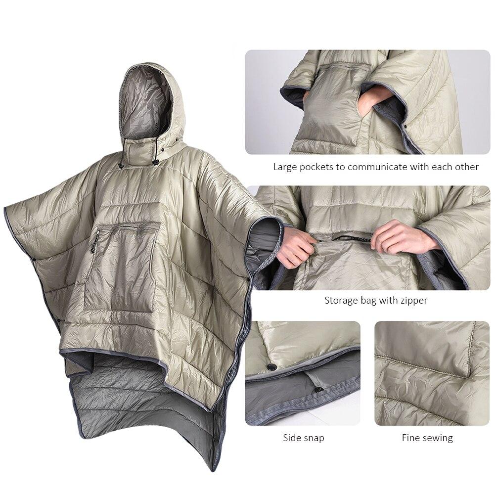 Lazy Sleeping Bag Cloak Style Unisex Waterproof Portable Outdoor Camping Warm Lazy Sleeping Quilt Winter Travel Poncho