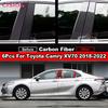 6x arbon Fiber Black Car Window Door Column BC Pillar Post Cover Trim for Toyota Camry XV70 2018- Mirror Effect PC Sticker