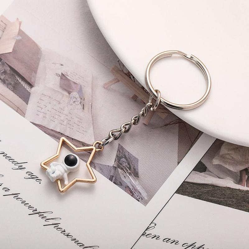 Creative Design Star Moon Astronaut Couple Keychain Sweet Romantic Jewelry Backpack Pendant