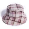 2025 Autumn and Winter On the New Plaid Bucket Hat Korean Version of Rabbit Fur Plush Travel Warm Versatile Chi Tide Basin Hat