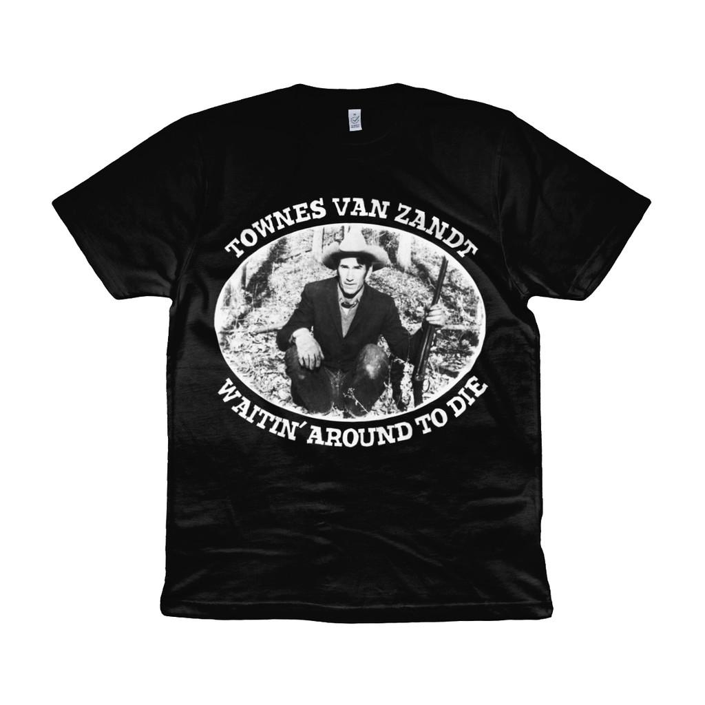 Townes Van Zandt - Waitin Around To Die - Organic T-Shirt Mens Womens Tees Top - White Text 2XL
