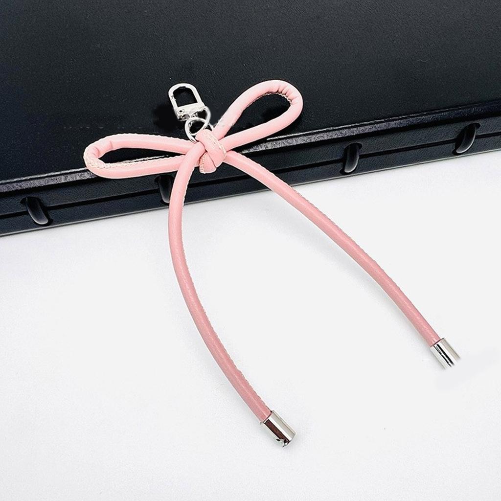Elegant Keychain Charm with PU Leather Bowknot Details for Women Girls Handmade Keyring Backpack Pendant Jewelry Gift