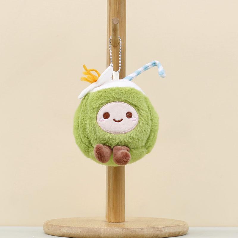 Cute Coconut Plush Keychain With Soft Pp Cotton For Bag Decoration And Collectors