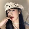 Summer Women'S Solid Color Flower Hollow Beret French Vintage Painter Hat