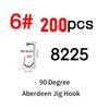 200pcs #8~#6/0 High Carbon Steel 90 Degree Aberdeen Jig Hook Bent Saltwater Long Shank Soft Worm Hooks