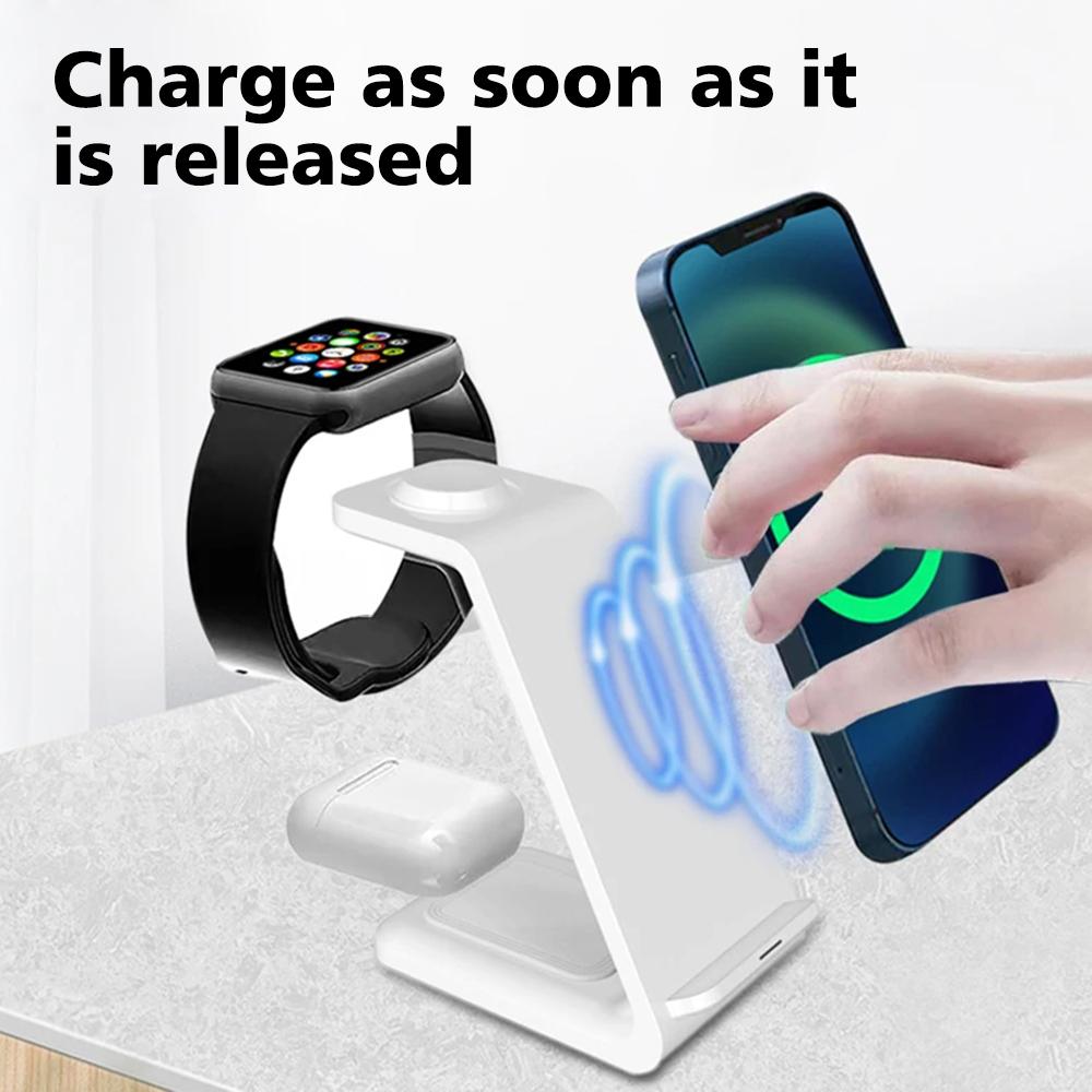 30W 3 In 1 Wireless Charger Stand Dock For iPhone Watch 8 7 Ultra2 SE AirPods 3 2 iPhone 15 14 13 Pro Max Fast Charging Station