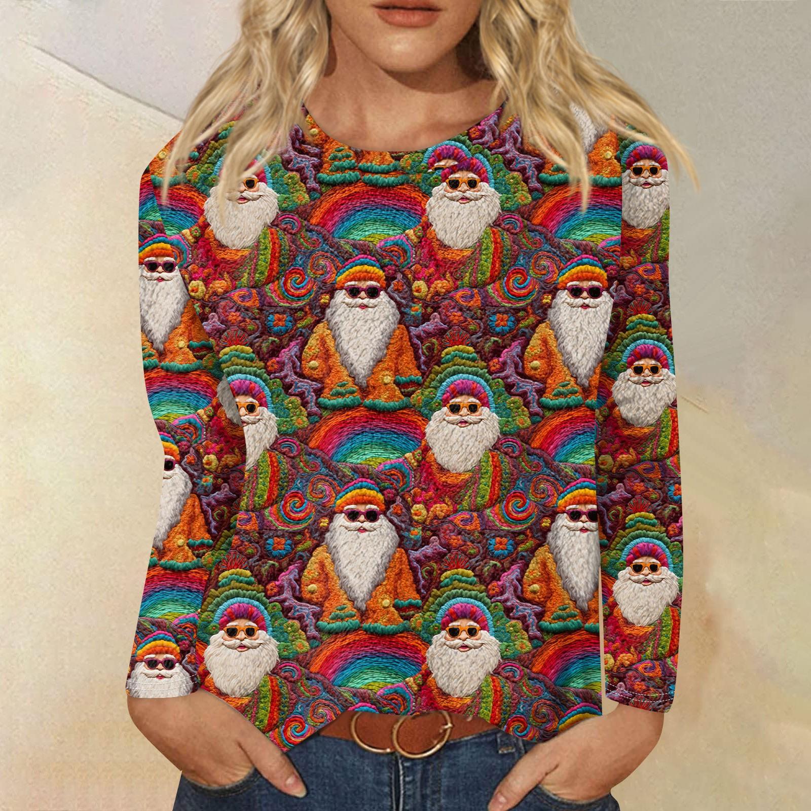 

Женская модная повседневная фланелевая футболка с длинными рукавами и рождественским принтом, с круглым вырезом, фланелевый топ XXXXXL горячий розовый