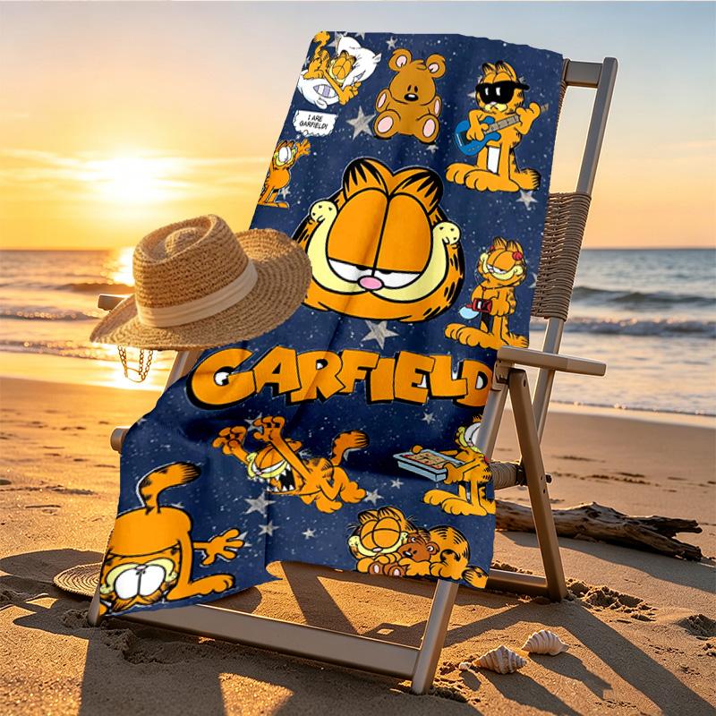 Garfield Print Beach Towel Design, Soft, Lightweight. for Home Bathroom, Spa, Pool, Yoga, Surfing, Camping, Gift for Family, Friend