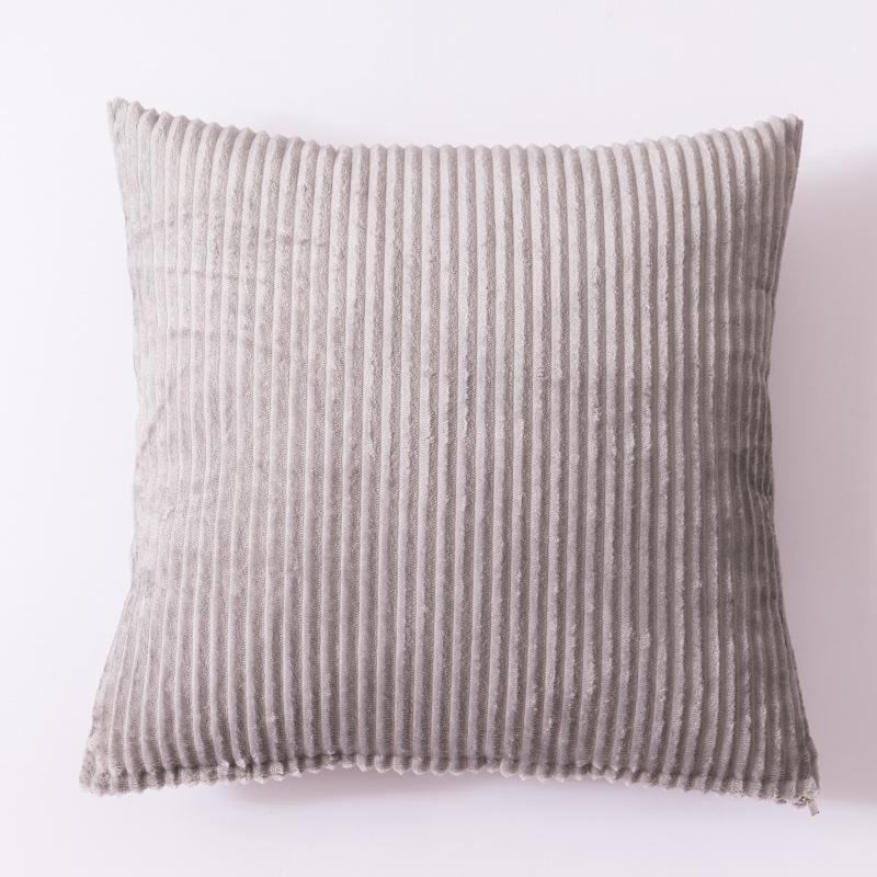 Soft Striped Home Decorative Throw Pillow Covers, Square Corduroy Cream Cushion Cases