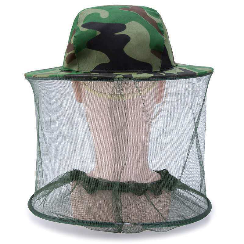 Camouflage Fishing Cap with Insect Protection and Wide Brim