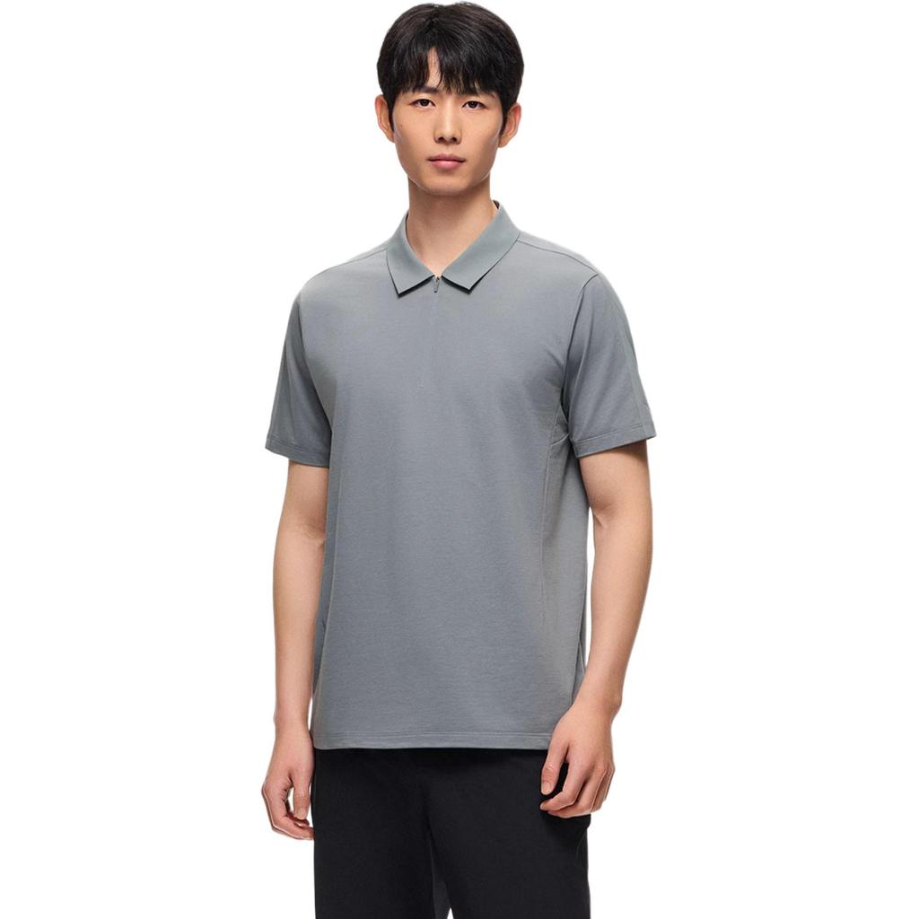 Anta Champion All-Weather Series Comfortable Casual Simple Solid Color Pullover Short Sleeve Polo Shirt Men Polo Shirts Monet-Gray 152520131-2