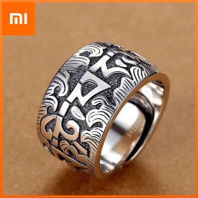 BF CLUB 925 Sterling Rings for Women Simple Geometric Handmade Irregular Retro Big Wide Ring Allergy For Birthday Gift