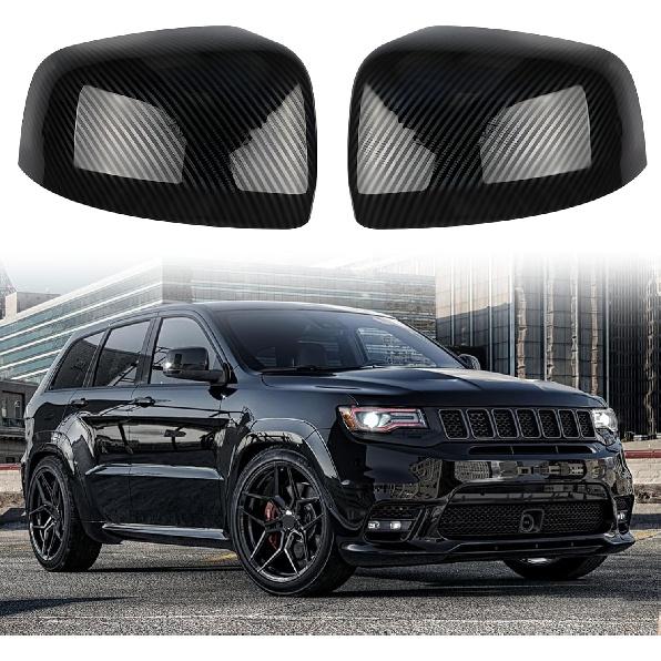 Glossy Black Direct Replacement Mirror Cover for 2011- Jeep Grand Cherokee and 2011-2025 Dodge Durango, Directly Replace Style, Not Sticker Style