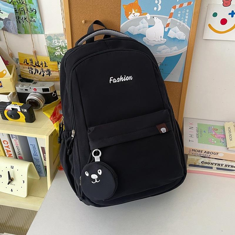 Schoolbag Korean schoolbag for girls, simple large-capacity backpack, junior high school student, high school, primary school student, lightweight 