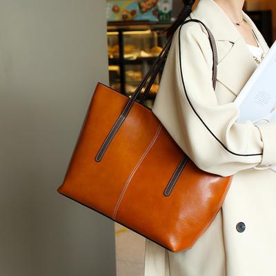 New Autumn and Winter Genuine Leather Women's Bag Tote Bag High-end Commuting Handbag Large Capacity Women's Bag Shoulder Bag