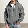 Men's Full Zip Hoodie Drop Shoulder Sleeves, Casual Long Sleeve Sweatshirt for Everyday Wear
