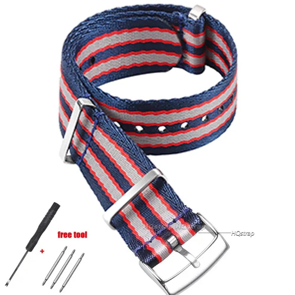 Bracelet souple en nylon pour Omega Seamaster 007 Hommes Femmes Toile militaire Bracelet de montre de remplacement pour Seiko Universel Sport 20mm Ceinture