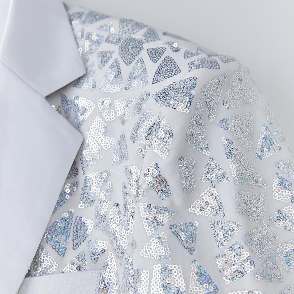 Herrenanzugjacke mit dreieckigen Pailletten und glänzendem Blazer