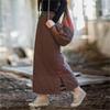 Women Vintage Winter Skirts Elastic Waist Solid Color Female Button A-Line Skirts