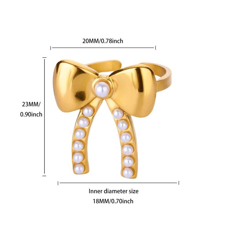 Simple Stainless Steel Gold-plated Butterfly Love Zircon Geometric Ring Female Personality Versatile Ring
