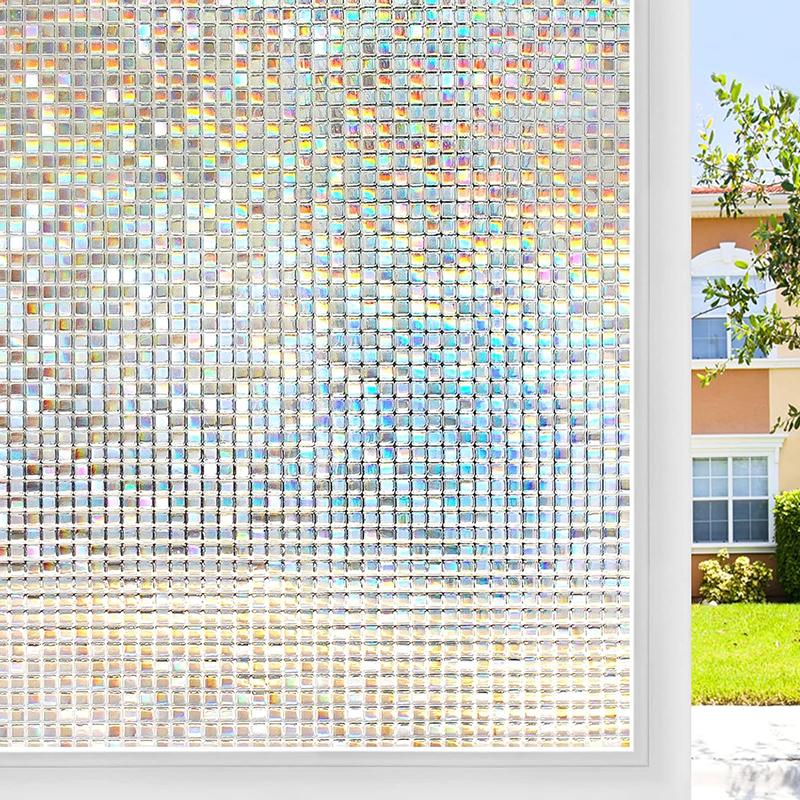 1pc Glas Film Dekorative Hause Gebeizt Mosaik Fenster Aufkleber PVC Privatsphäre Regenbogen Abnehmbare