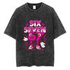 Funny Italian Brainrot Vintage Washed Tshirt Six Seven  Number Tshirt Men Women Casual Oversized Streetwear Male Casual Tees