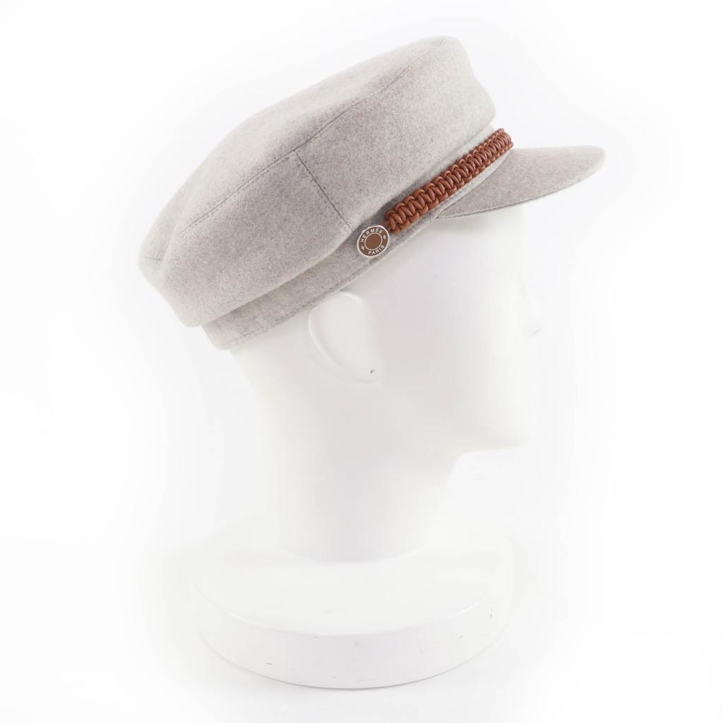 Excellent HERMES Casquette Deauville Serie Metal gray cashmere 57 H212009N Used