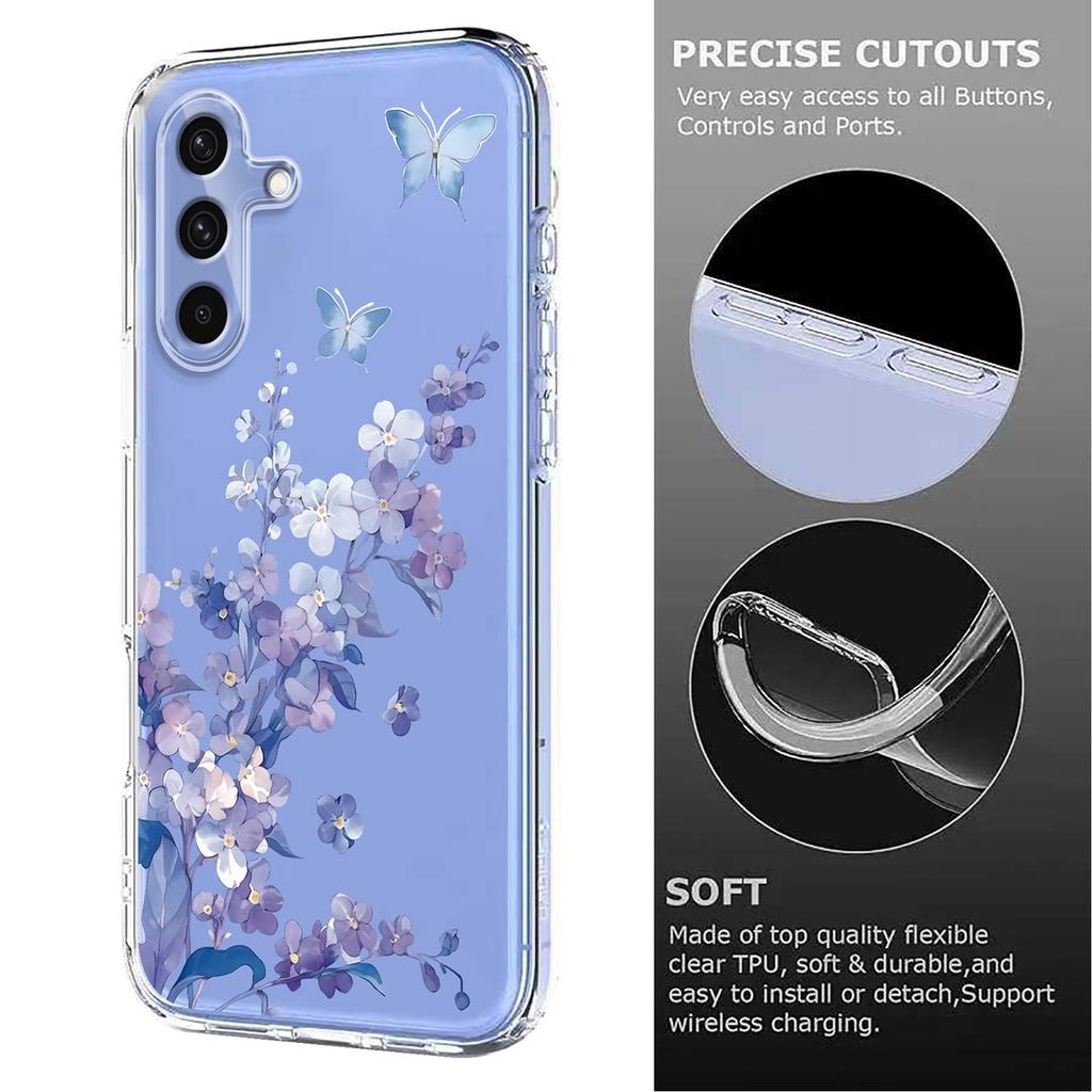Für Samsung Galaxy A37 5G Hülle Schmetterling Blumenmuster Druck TPU Handy Rückseite