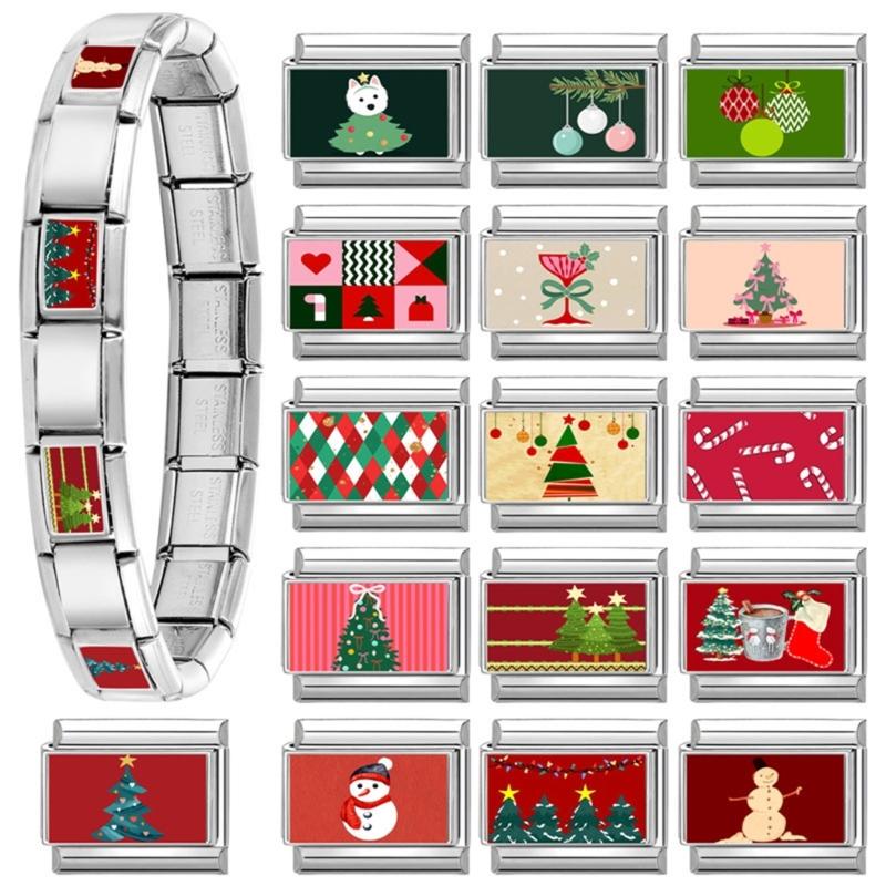 Bracelet Making Supplies Christmas Theme Beads Italian Charm Link Making Accessary Bracelet Module Suitable for Bracelet