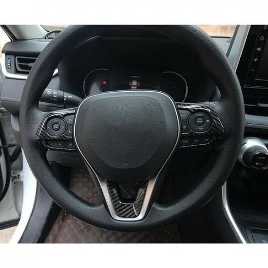 For Toyota RAV4 - Carbon Fiber Style Interior Steering Wheel Cover Trim