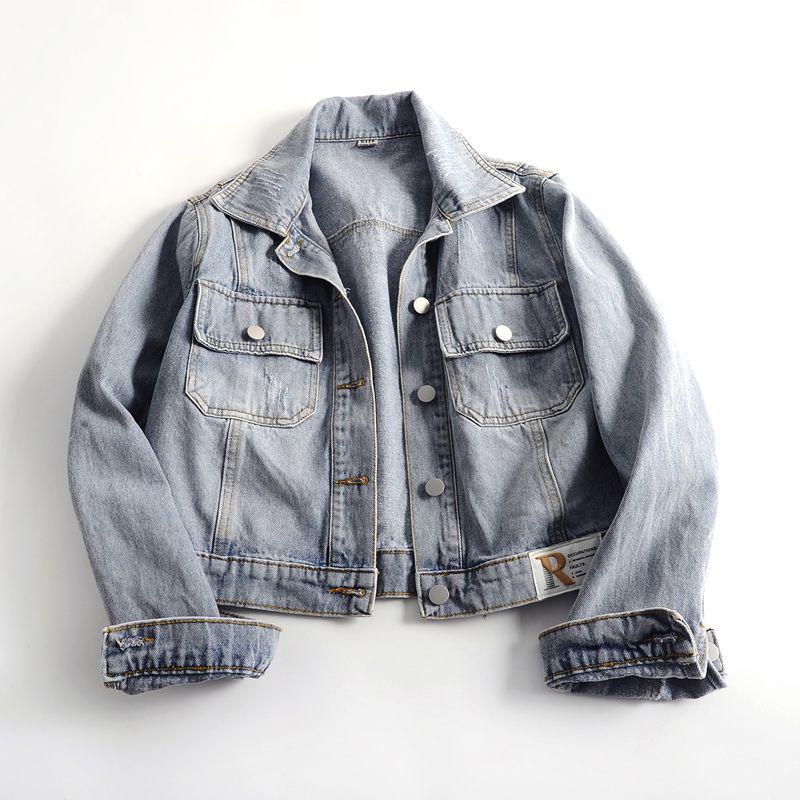 Trendy Koreaanse Patchwork Denim Jas - Korte Losse Stijl voor Dames voor Lente/Herfst