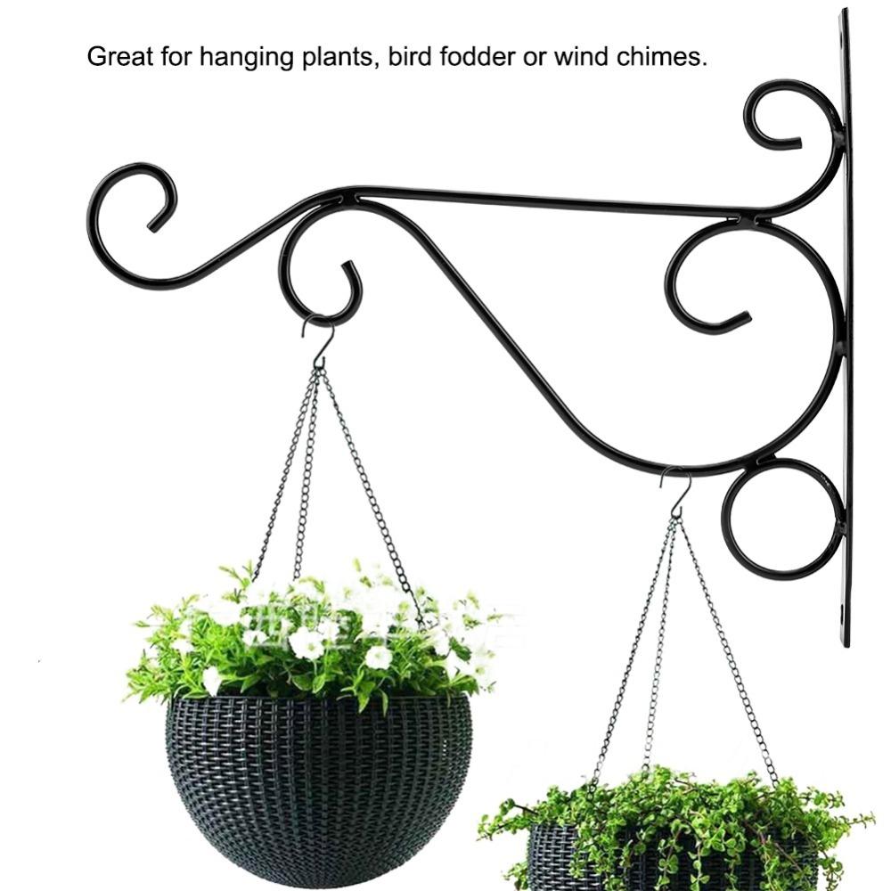 Iron Plant Bracket Black Flower Pot Hook Durable Hanging Basket Bracket чёрный