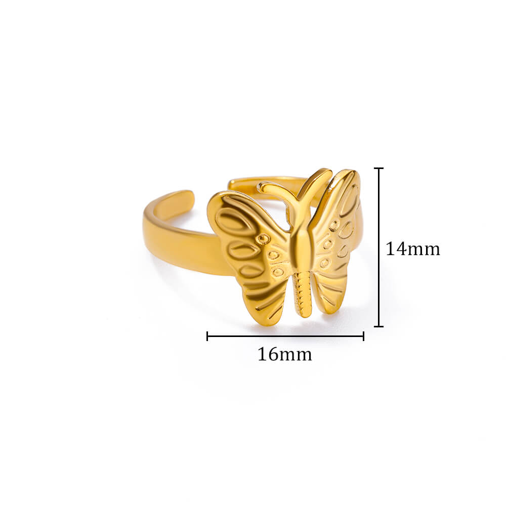 Irregular Geometric Glossy Stainless Steel Open Rings For Women Minimalist Gold Adjustable Wedding Ring Female Jewelry