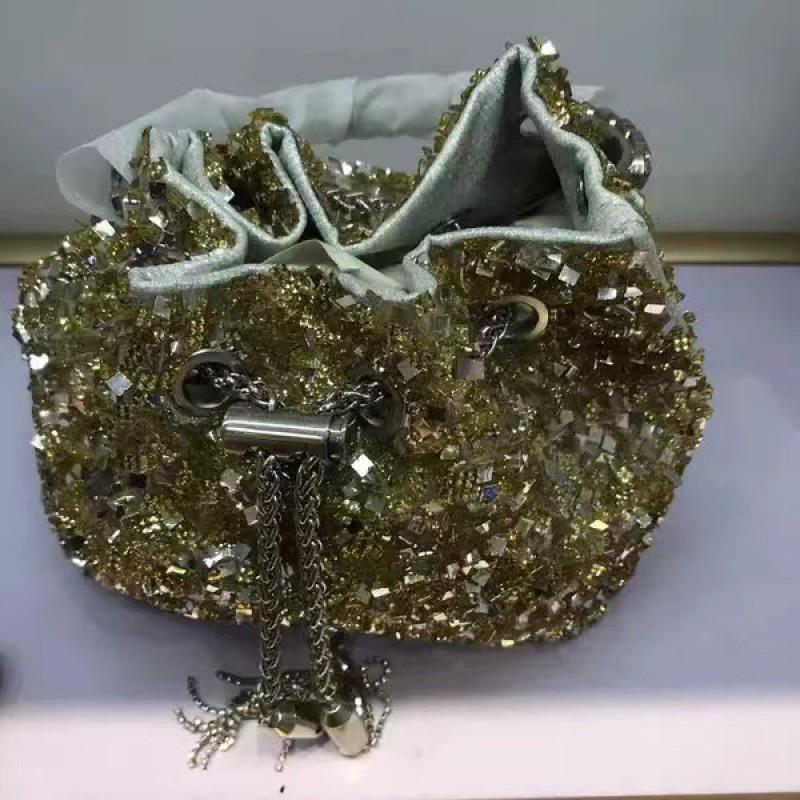 2026 Womens Crystal-Embellished Crossbody Bag Fringe Detail Small Square Shoulder No Top Handle