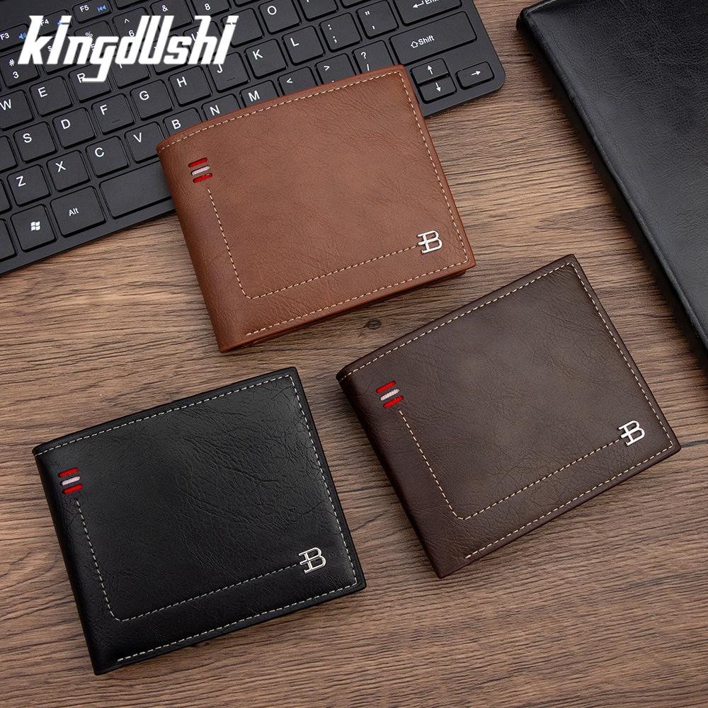 Schoolbag New Retro Leather Pattern Men's Short Wallet Hinge Three-fold Bag Multi-card Position Change Bag ID Bag Wallet Wholesale