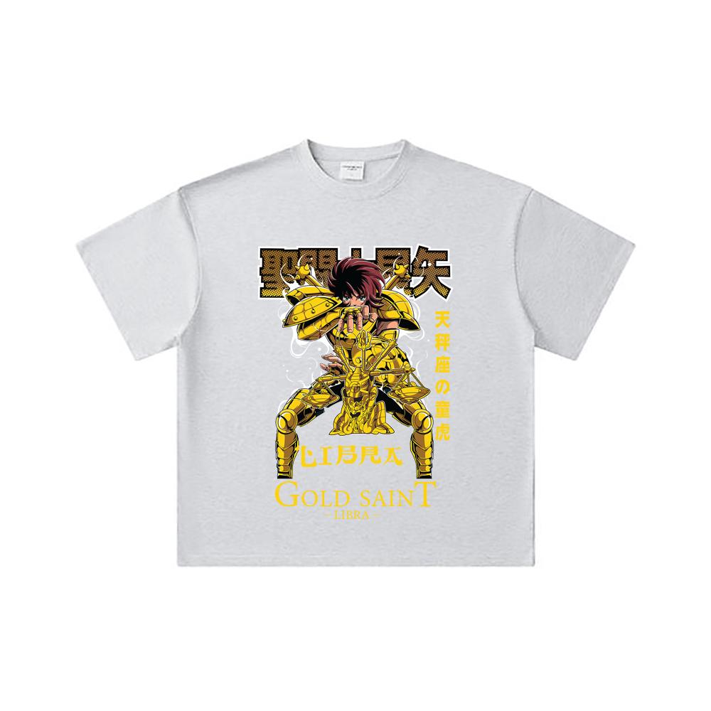 260 GSM Double Yarn 32 Count 100% Cotton Saint Seiya V23 Libra Print Unisex Heavy Cotton T Shirt