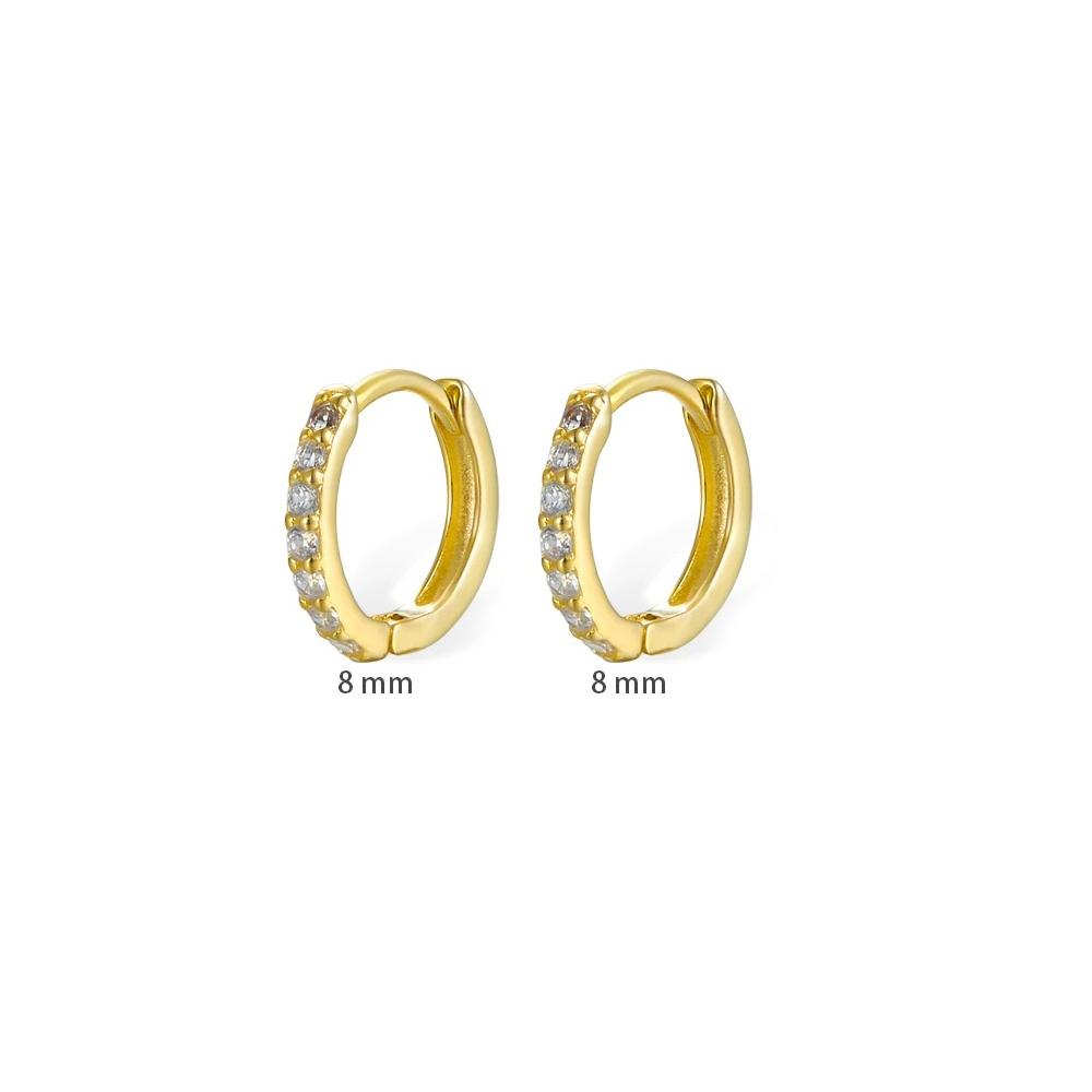 8mm Stainless Steel Minimal Hoop Earrings Crystal Zirconia Small Huggie Thin Cartilage Earrings Helix Tragus Piercing Jewelry