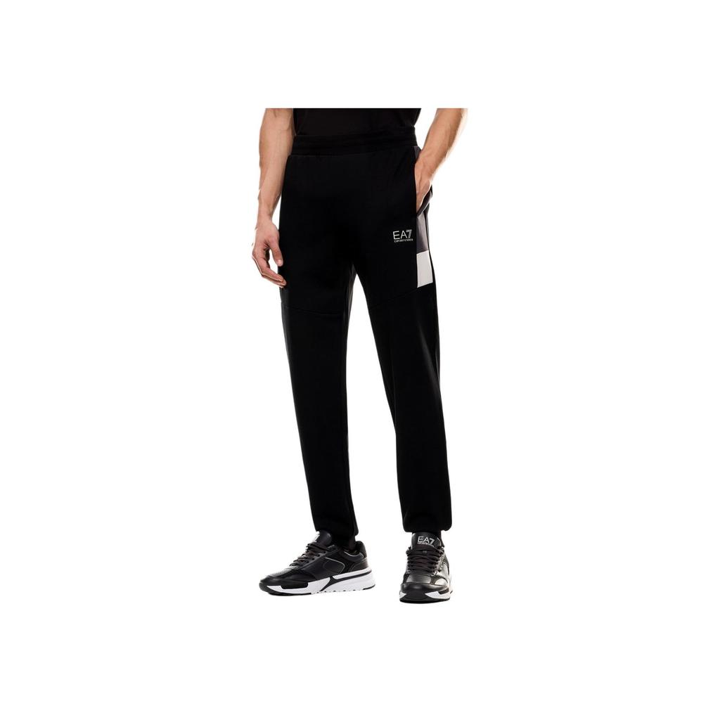 Emporio Armani EA7 Elastic Waist Letter Print Cotton Long Jogging Pants Men bottoms Black 7M000281-AF12660-UC001