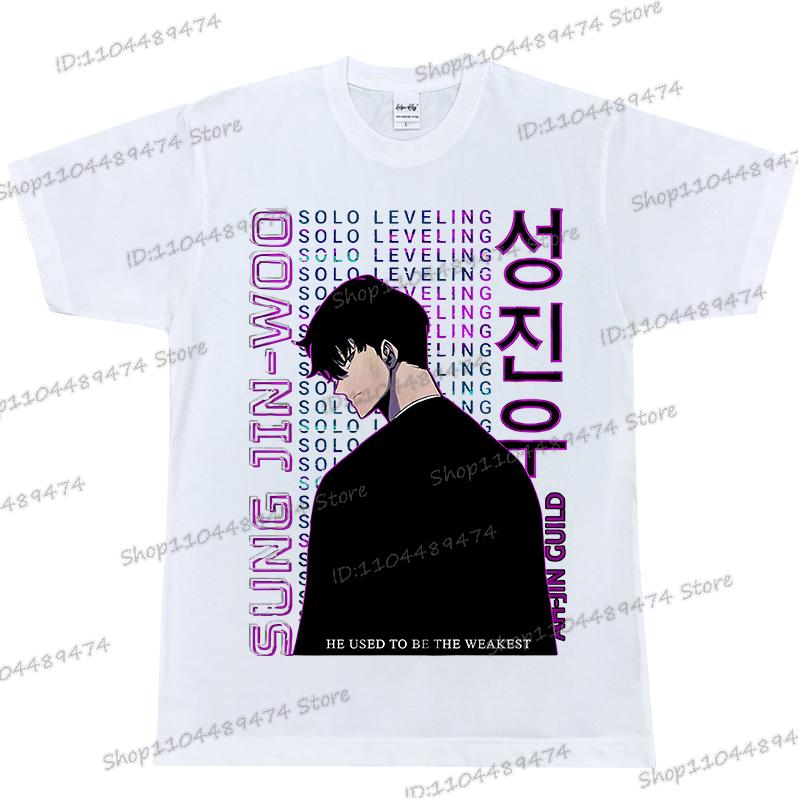Men Women Anime T-shirt Sung Jin-Woo Tshirt Sung Jin-Woo Manga Tops Short Sleeve Fashion Cotton Shirt Solo Leveling Unisex Tops