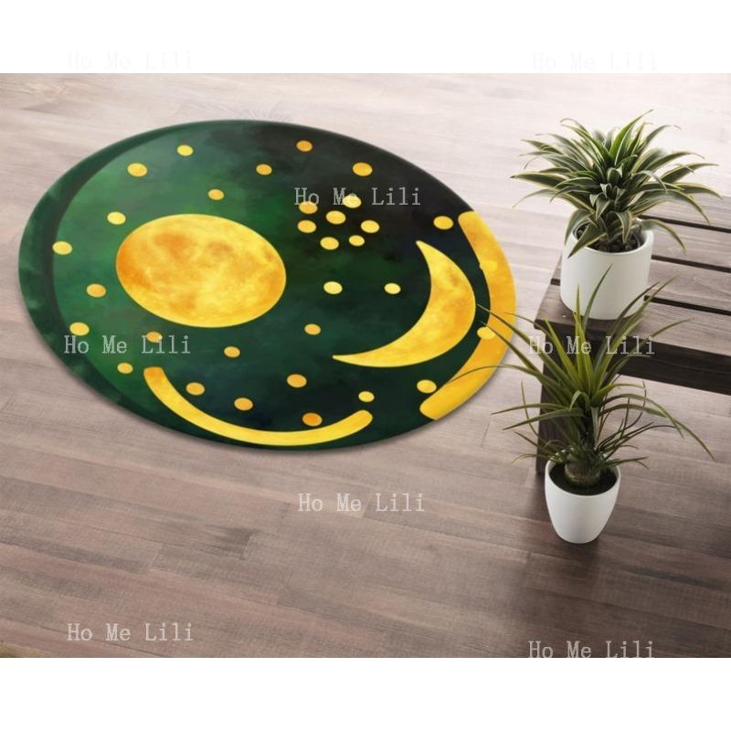 Vibrant Printed Round Nebra Sky Disk Circle Carpet Machine Washable Rug 60X60cm