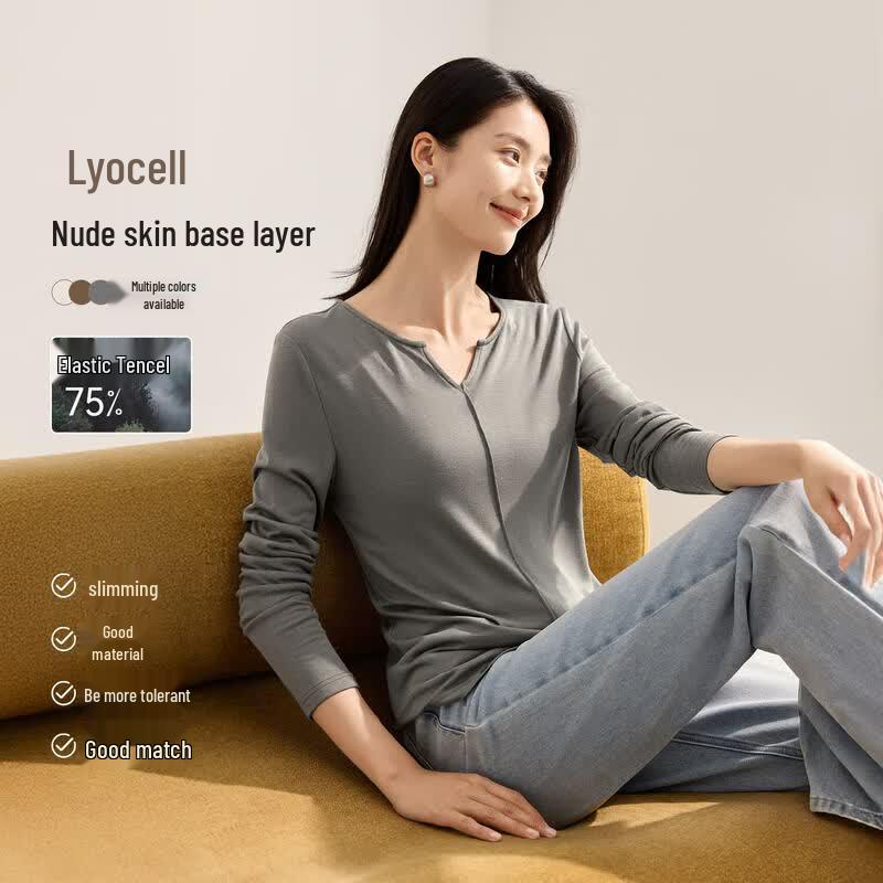 IHIMI Women s Lyocell V-Neck Slim-Fit T-Shirt XL