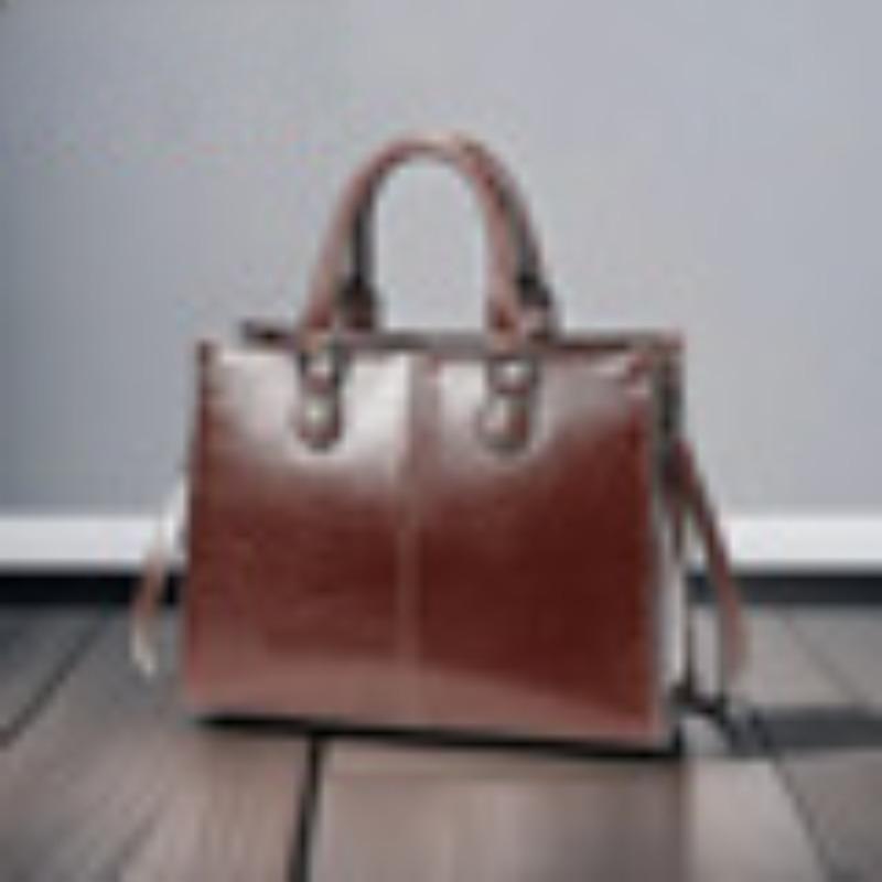 Summer European and American Retro Luggage Leather Goods Solid Color Tote Leather Stitching Ladies Shoulder Bag