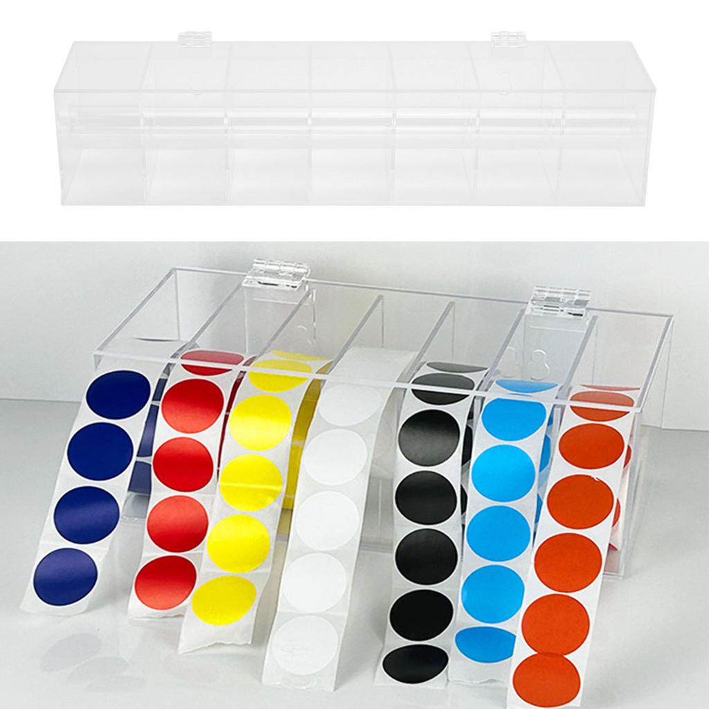 Label Dispenser Sticker Roll Holder Sticker Dispenser Dust Resistant 7 Compartments Clear Label Holder Organizer