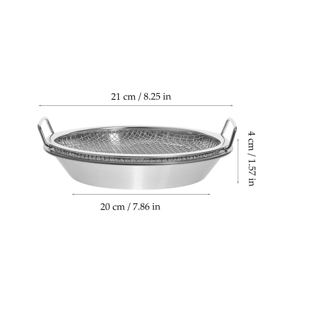Food Drain Pan Colander Oil Draining Net Stainless Steel Fried Serving Tray Barbecue Plate