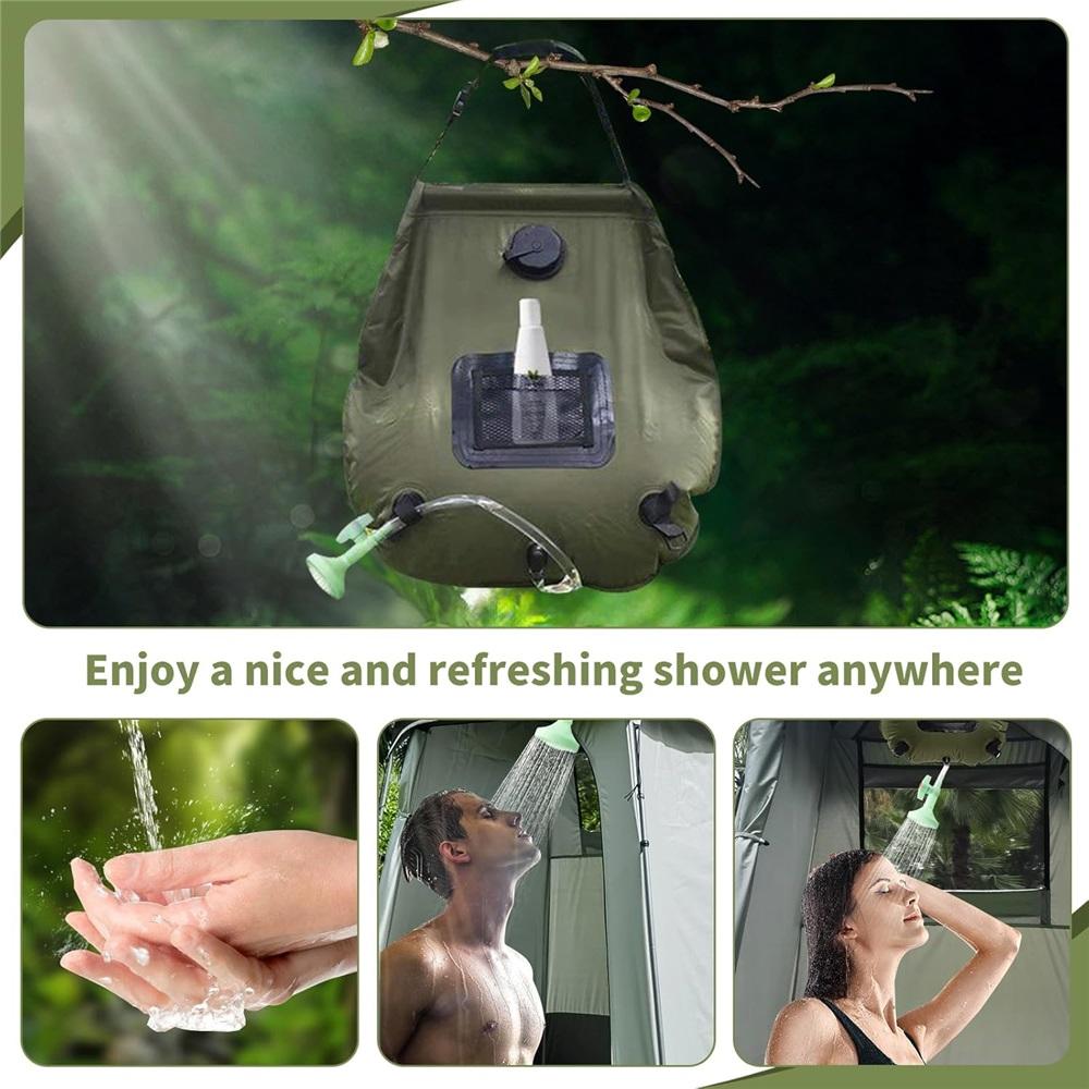 Solar Shower Bag,5 Gallons/20L Solar Heating Camping Shower Bag With Removable Hose And On-Off Switchable Shower Head