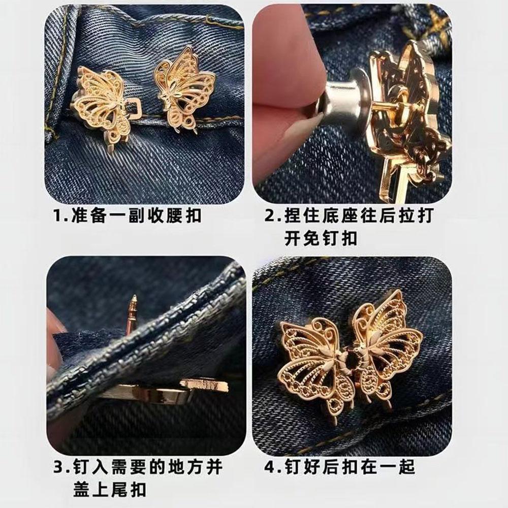 Waist Tightener Buckle Reducer for Loose Pants Removable Adjustable Jeans Buttons Pin Easy Install Clothing DIY Repair Tool Kit