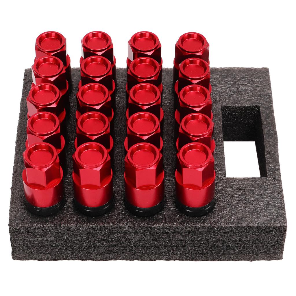 20pcs M14x1.5 Cone Seat Wheel Bolts Lug Nuts Taper Lug Bolt Universal Car Accessories for Auto Red