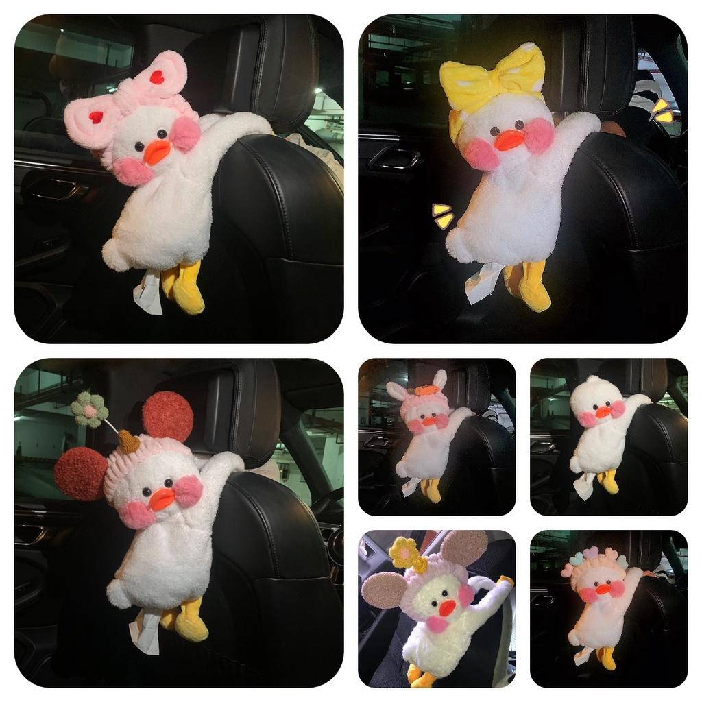 Creative And Adorable Car Paper Towel Holder Plush Material Approx. 48*19cm Green Flower Duck