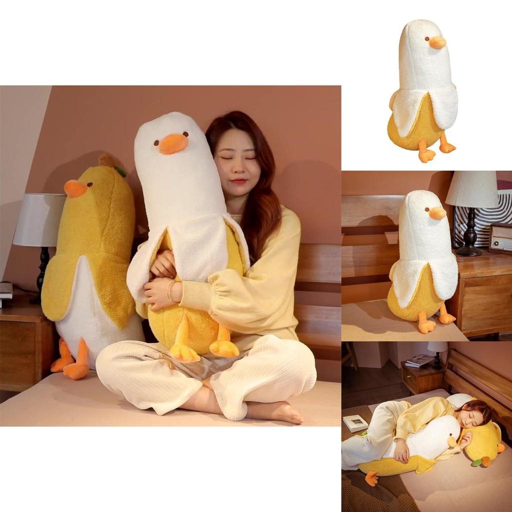 Adorkable Yellow/white Banana Duck Stuffed Plush Toy Pillow For Hugging