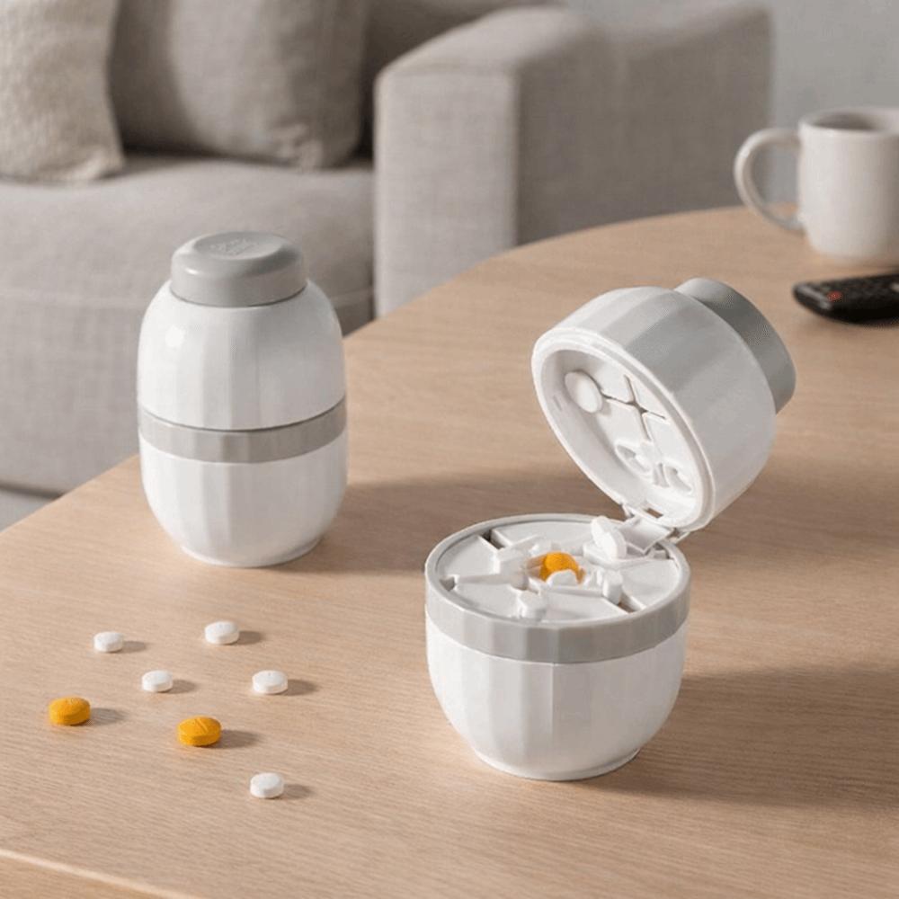 Practical Plastic 2-in-1 Pill Box Dust-proof Waterproof Pill Storage Box Adjustable Quartering Pill Cutter Daily Use